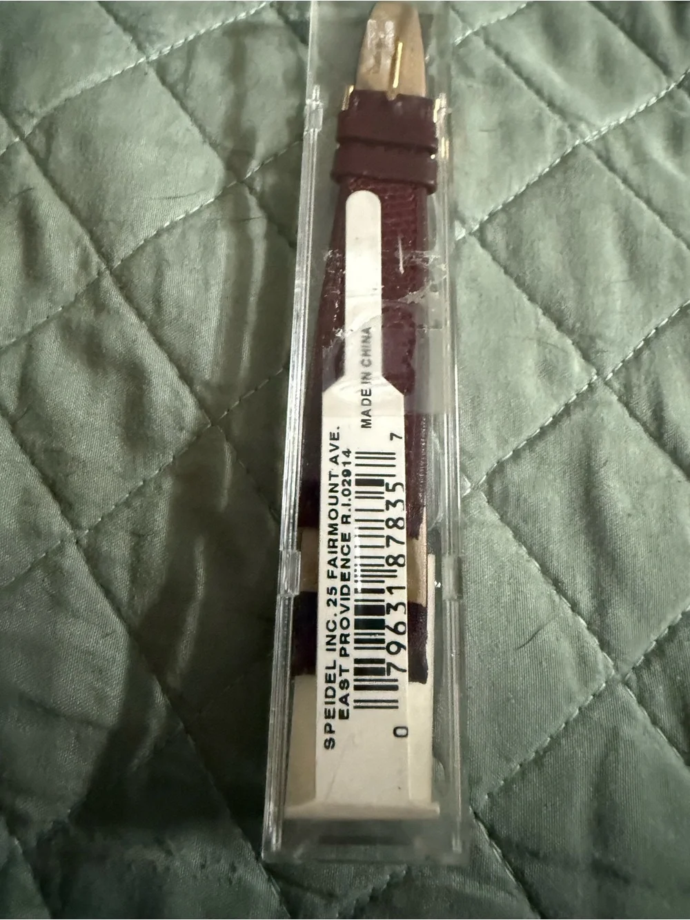 Speidel Burgundy Leather Watch Strap with Gold-Tone Buckle